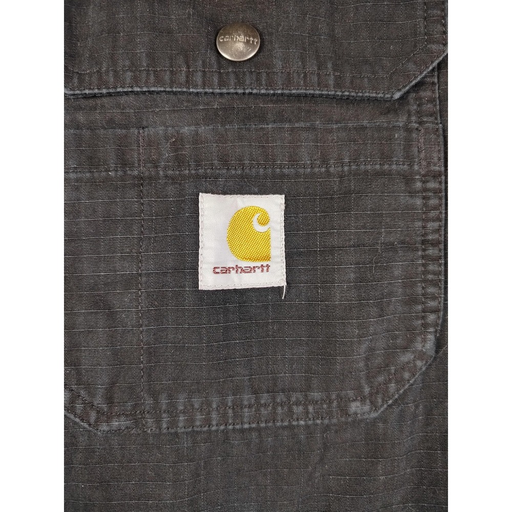 Carhartt Jacket Mens 3XL Black Canvas Shirt Jac Flannel Lined Workwear Ripstop - Picture 5 of 16